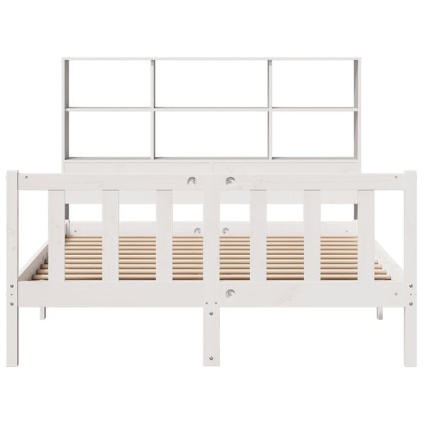 vidaXL Lit biblioth&egrave;que sans matelas blanc 140x190 cm bois pin massif