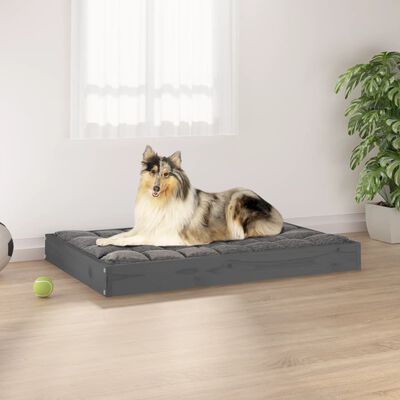 vidaXL Lit pour chien Gris 91,5x64x9 cm Bois de pin solide