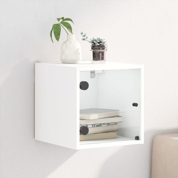 vidaXL Table de chevet avec porte en verre blanc 35x37x35 cm