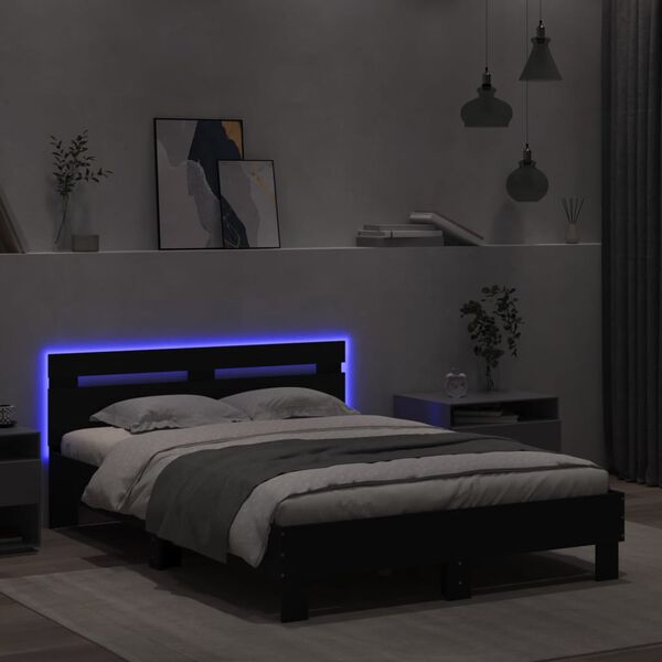 vidaXL Cadre de lit avec LED sans matelas noir 120x200 cm