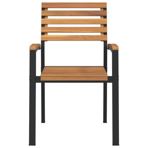vidaXL Chaises de jardin empilables lot de 4 bois d'acacia et m&eacute;tal