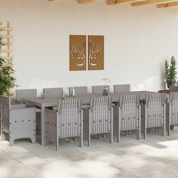 vidaXL Ensemble de salle à manger pour jardin 13 pcs Gris clair