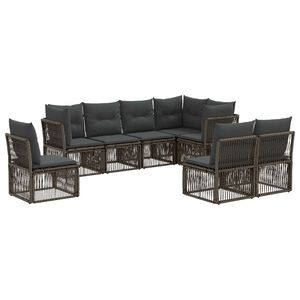 vidaXL Ensemble de canap&eacute; de jardin 8 pcs Gris polyrotin