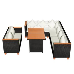 vidaXL Salon de jardin 5 pcs avec coussins r&eacute;sine tress&eacute;e noir