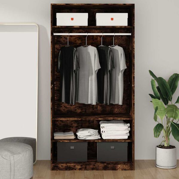 vidaXL Garde-robe ch&ecirc;ne fum&eacute; 100x50x200 cm bois d'ing&eacute;nierie