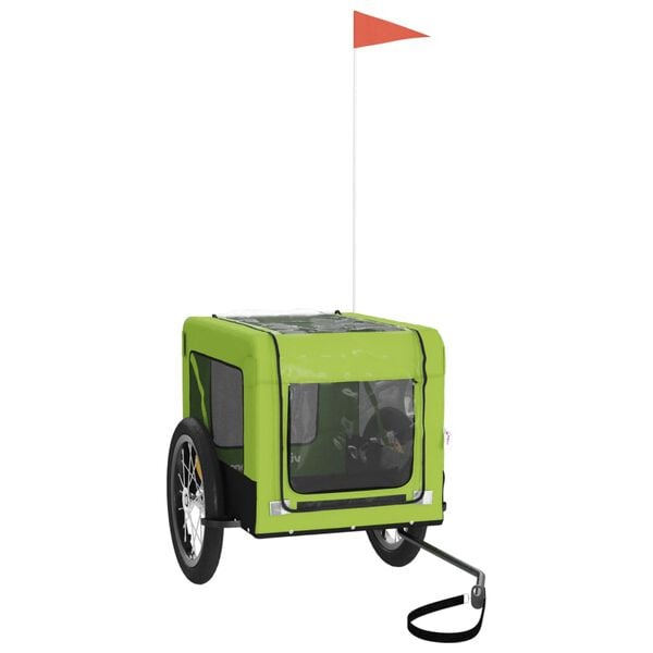 vidaXL Remorque de v&eacute;lo pour animaux de compagnie vert et noir