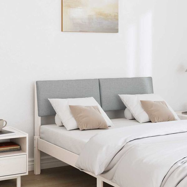 vidaXL T&ecirc;te de lit capitonn&eacute;e Gris clair 120 cm Pin massif
