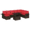 vidaXL Ensemble de canap&eacute; de jardin 9 pcs avec coussins marron r&eacute;sine tress&eacute;e