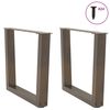 vidaXL Pieds de table basse en forme de V, 2 pi&egrave;ces, acier naturel, 60 x (42-43,3) cm