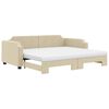 vidaXL Lit de jour avec gigogne et matelas cr&egrave;me 100x200 cm tissu