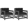 vidaXL Chaises de jardin et coussins lot de 2 gris bois de pin massif