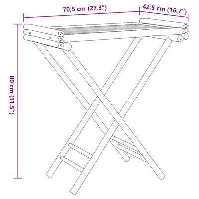 vidaXL Table à plateau pliante 70,5x42,5x80 cm bambou