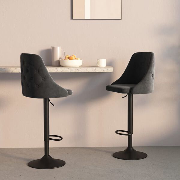 vidaXL Tabourets de bar lot de 2 gris fonc&eacute; velours