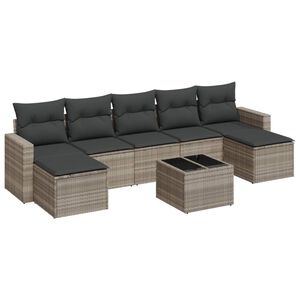 vidaXL Salon de jardin 8 pcs avec coussins gris clair r&eacute;sine tress&eacute;e