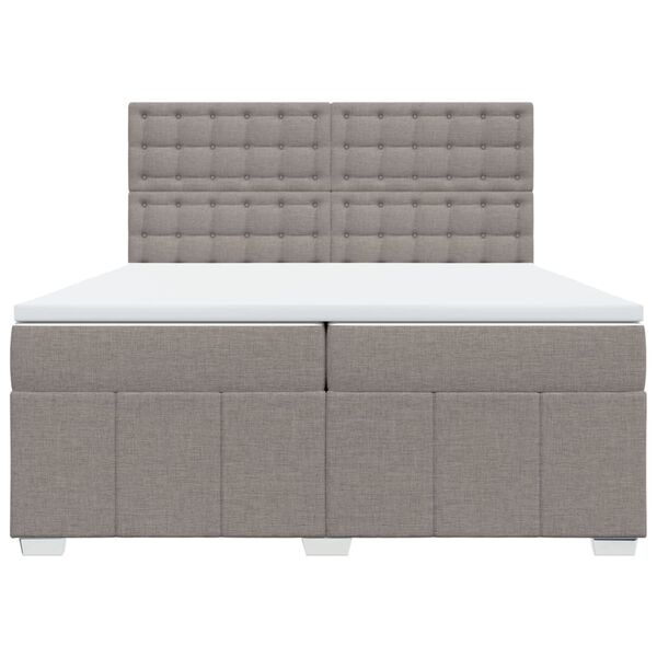 vidaXL Sommier &agrave; lattes de lit avec matelas Taupe 200x200 cm Tissu