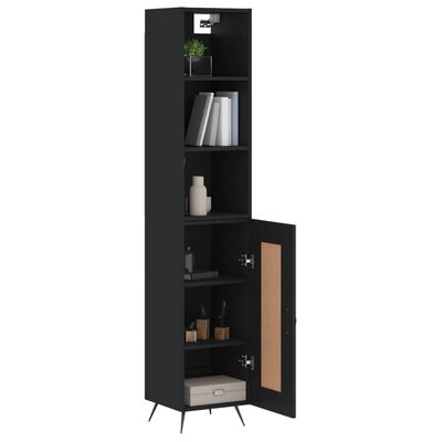 vidaXL Buffet haut Noir 34,5x34x180 cm Bois d'ingénierie