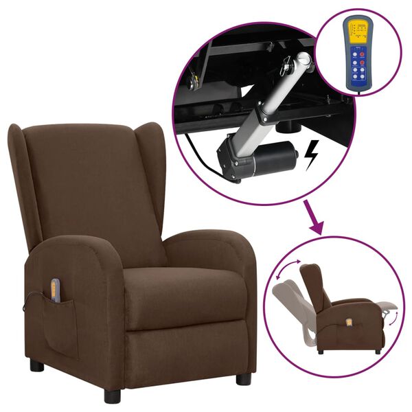 vidaXL Fauteuil de massage Marron Tissu