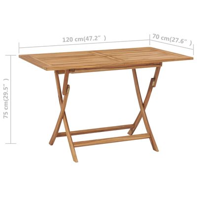 vidaXL Table pliable de jardin 120x70x75 cm Bois de teck solide