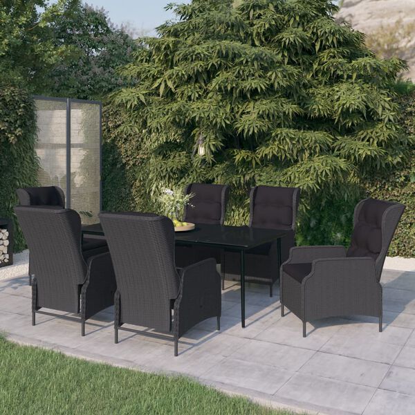 vidaXL Ensemble &agrave; manger de jardin 7 pcs Gris fonc&eacute;