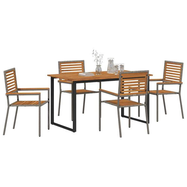 vidaXL Ensemble de salle &agrave; manger pour jardin 5 pcs Gris