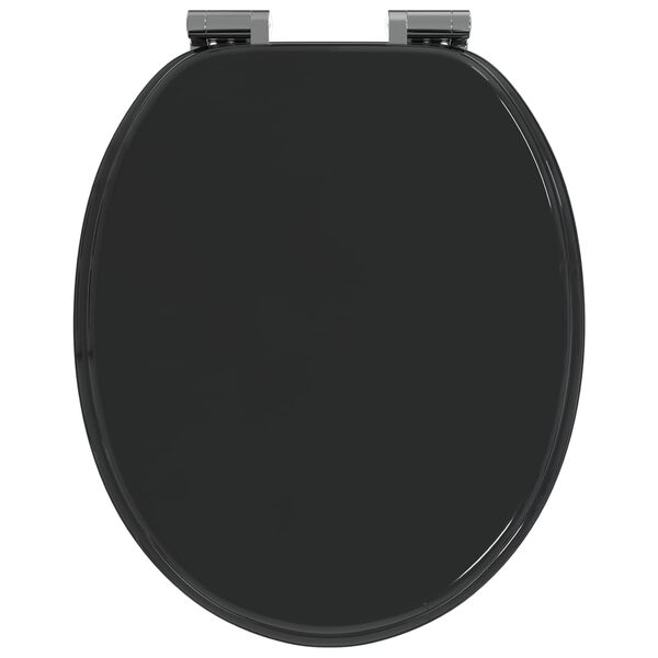 vidaXL Si&egrave;ge de toilette &agrave; fermeture douce Noir 44 x 38 cm Panneau MDF