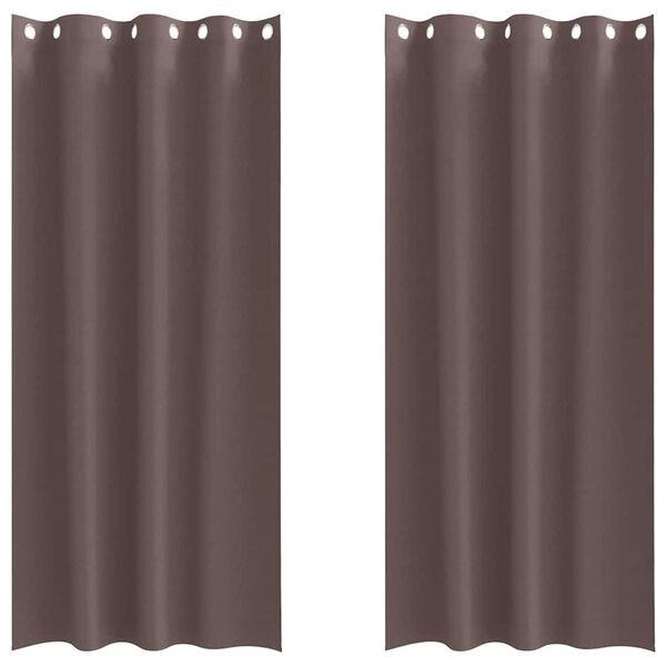 vidaXL Rideaux occultants avec anneaux 2 pcs Marron fonc&eacute; 260 x 140 cm