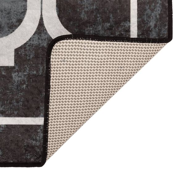 vidaXL Tapis lavable noir et blanc 80x150 cm