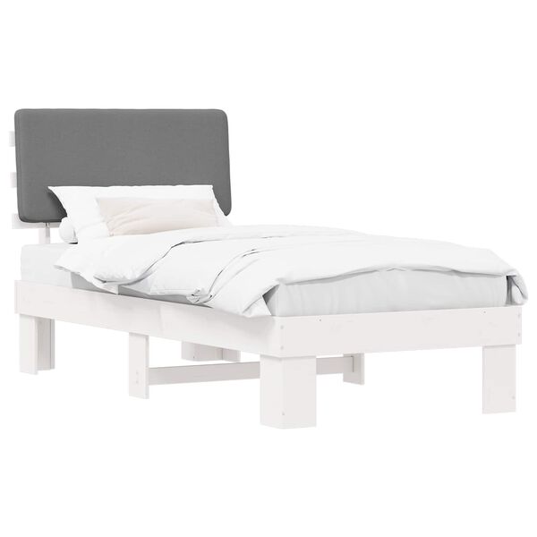 vidaXL Cadre de lit avec t&ecirc;te de lit rembourr&eacute;e Gris clair 90 x 200 cm