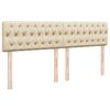 vidaXL Sommier &agrave; lattes de lit avec matelas Cr&egrave;me 200x200 cm Tissu