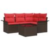 vidaXL Ensemble de canap&eacute; de jardin 5 pcs Marron polyrotin