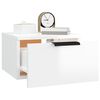 vidaXL Table de chevet murale blanc brillant 34x30x20 cm