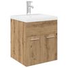 vidaXL Meuble lavabo avec bassin et robinet int&eacute;gr&eacute;s ch&ecirc;ne artisanal