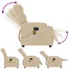 vidaXL Fauteuil inclinable de massage &eacute;lectrique cr&egrave;me tissu