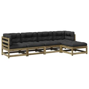 vidaXL Salon de jardin 5 pcs avec coussins bois de pin impr&eacute;gn&eacute;