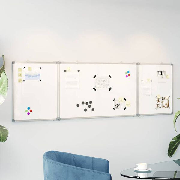 vidaXL Tableau blanc magn&eacute;tique pliable 200x60x1,7 cm aluminium