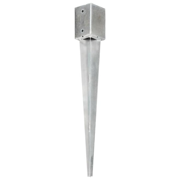 vidaXL Piquets au sol 2 pcs Argent&eacute; 9x9x75 cm Acier galvanis&eacute;