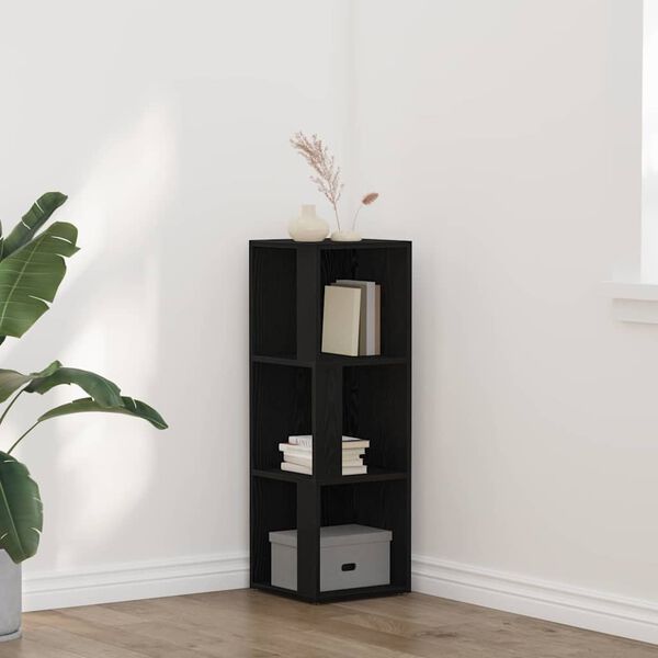 vidaXL &Eacute;tag&egrave;res d'angle Ch&ecirc;ne noir 33 x 33 x 100 cm Bois d'ing&eacute;nierie