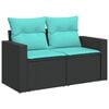 vidaXL Salon de jardin 7 pcs avec coussins noir r&eacute;sine tress&eacute;e