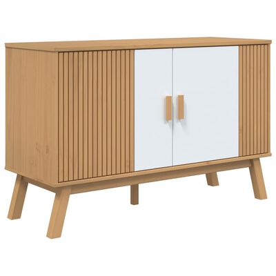 vidaXL Buffet OLDEN blanc et marron 114x43x73,5 cm bois massif de pin