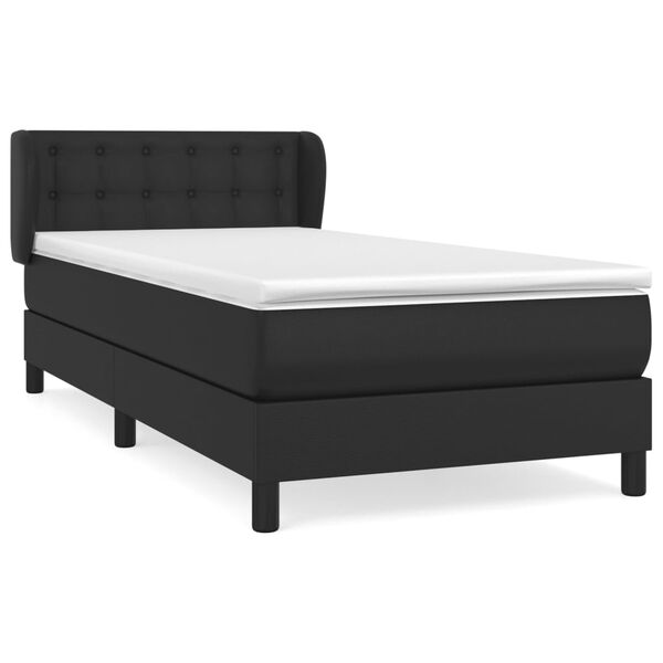 vidaXL Sommier &agrave; lattes de lit avec matelas Noir 100x200 cm Similicuir