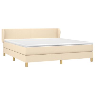 vidaXL Sommier à lattes de lit avec matelas Crème 160x200 cm Tissu