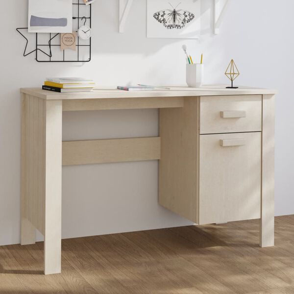 vidaXL Bureau HAMAR Marron miel 113x50x75 cm Bois massif de pin