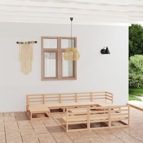 vidaXL Salon de jardin 11 pcs Bois de pin massif