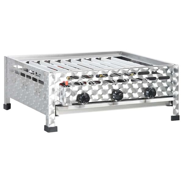 vidaXL Grill commercial &agrave; gaz 3 zones de cuisson Inox Argent&eacute;
