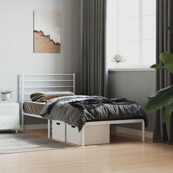 vidaXL Cadre de lit métal sans matelas avec tête de lit blanc 80x200cm