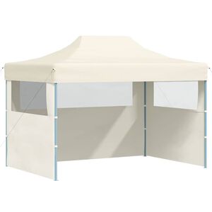 vidaXL Tente de r&eacute;ception pliable avec 3 parois 3x4 m Acier Cr&egrave;me