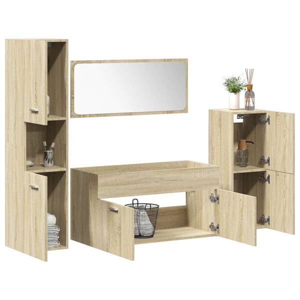 vidaXL Ensemble de meubles de salle de bain 4 pcs ch&ecirc;ne sonoma