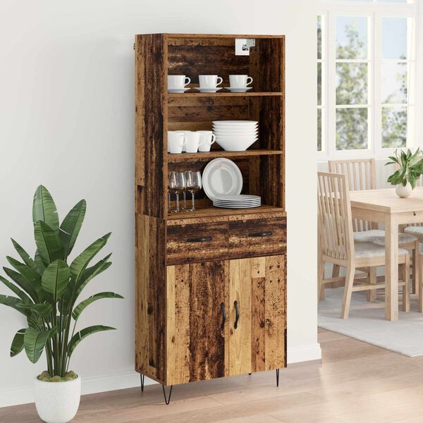 vidaXL Haut Armoire avec tiroir 2 pcs Bois ancien Bois d'ing&eacute;nierie