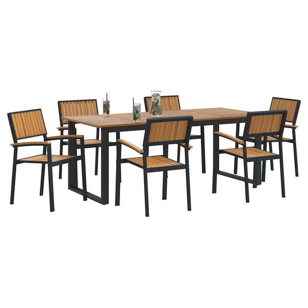 vidaXL Ensemble de salle à manger pour jardin 7 pcs Noir