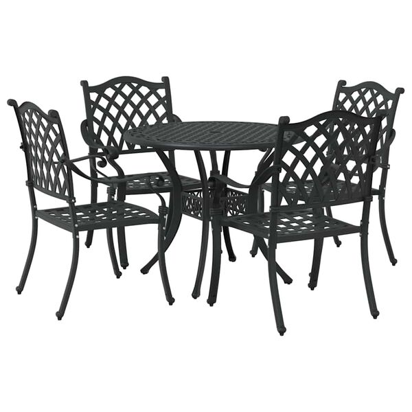vidaXL Ensemble de salle à manger pour jardin 5 pcs Noir